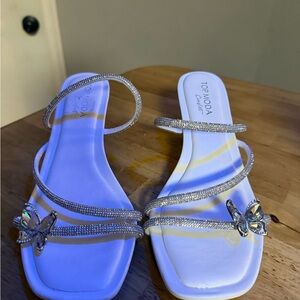 Women's Glittering Silver Butterfly heel sandals